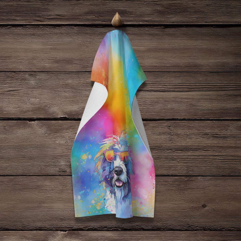 Old English Sheepdog Hippie Dawg Kitchen Towel Dish Cloths Guest Hand Towel Decorative Bathroom Towel for Face,Tea, Dishcloth, Kitchen and Bath