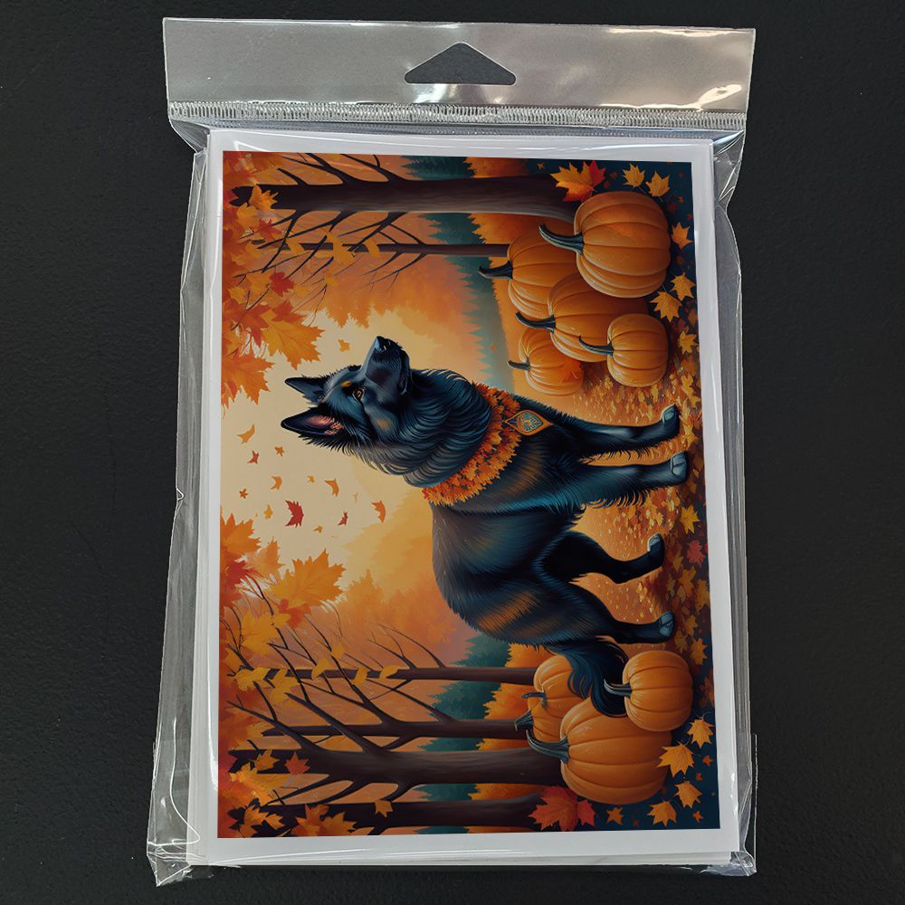 Belgian Sheepdog Fall Greeting Cards Pack of 8 Blank Cards with Envelopes Whimsical A7 Size 5x7 Blank Note Cards