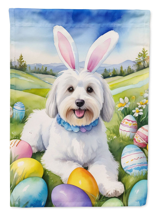 Coton de Tulear Easter Egg Hunt House Flag Large Porch Sleeve Pole Decorative Outside Yard Banner Artwork Wall Hanging, Polyester, House Size, Multicolor
