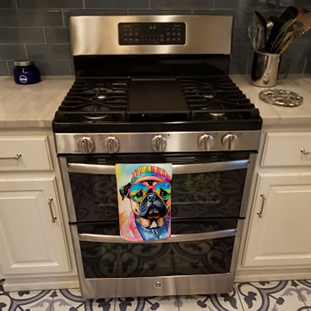 Pug Hippie Dawg Kitchen Towel Dish Cloths Guest Hand Towel Decorative Bathroom Towel for Face,Tea, Dishcloth, Kitchen and Bath