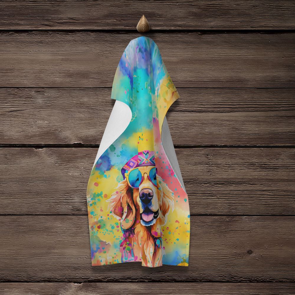 Golden Retriever Hippie Dawg Kitchen Towel Dish Cloths Guest Hand Towel Decorative Bathroom Towel for Face,Tea, Dishcloth, Kitchen and Bath