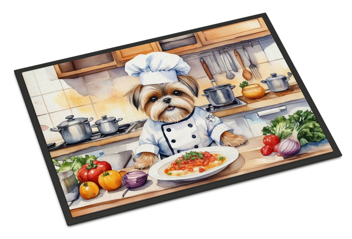 Lhasa Apso The Chef Doormat Front Door Mat Indoor Outdoor Rugs for Entryway, Non Slip Washable Low Pile, 24H X 36W