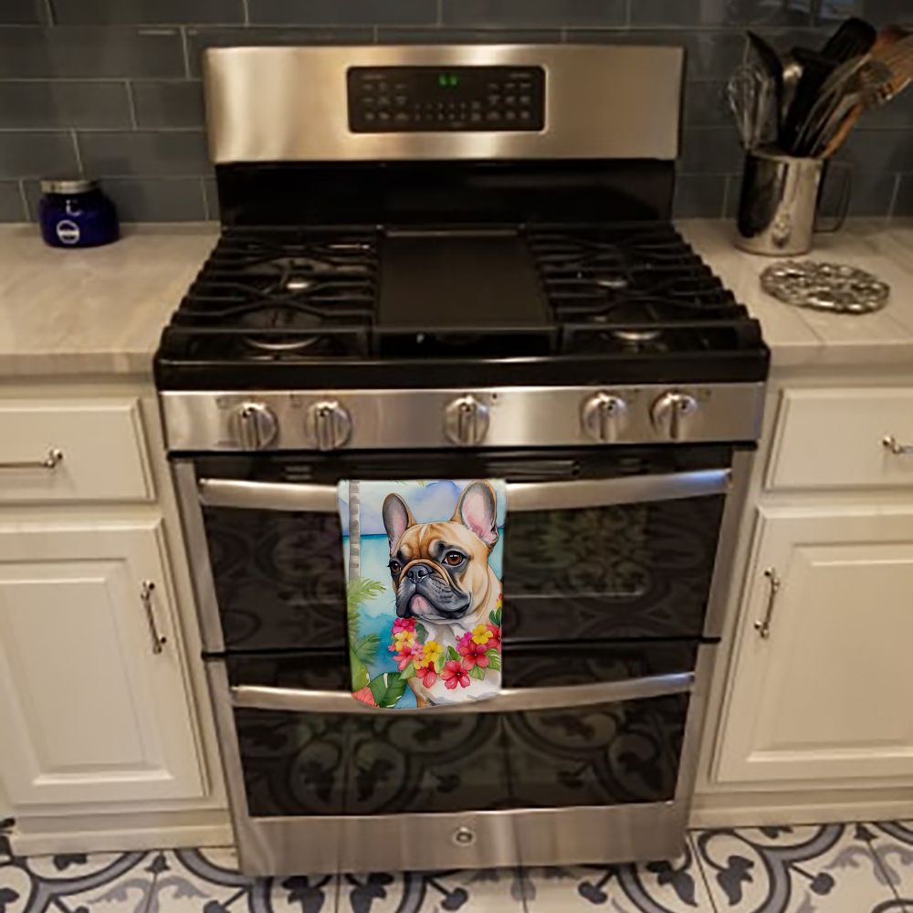 French Bulldog Luau Kitchen Towel Dish Cloths Guest Hand Towel Decorative Bathroom Towel for Face,Tea, Dishcloth, Kitchen and Bath