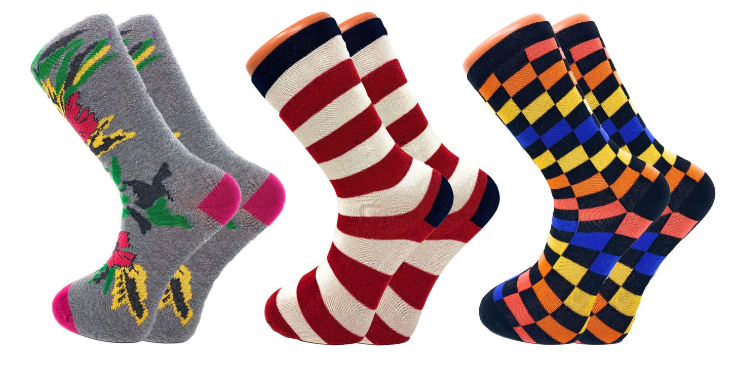 Colorful Funny Socks Novelty Crazy Cotton Crew Dress Socks 6 Pairs