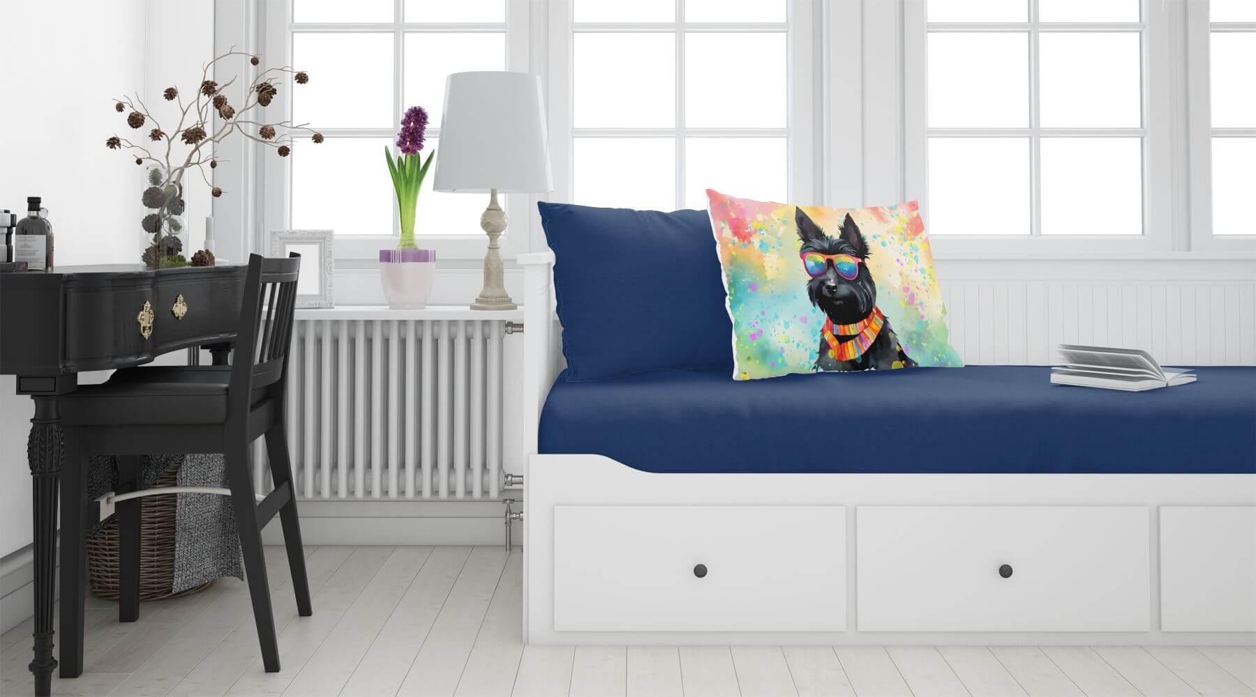 Scottish Terrier Hippie Dawg Standard Pillowcase Lightweight Super Soft Easy Care Decorative Artwork Pillowcase, Standard