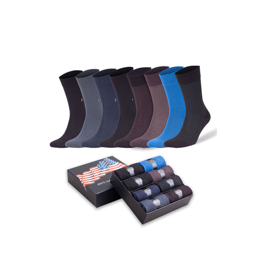 Men's Bamboo Trouser Dress Socks with Gift Box 8 Pairs Size 8-11.5