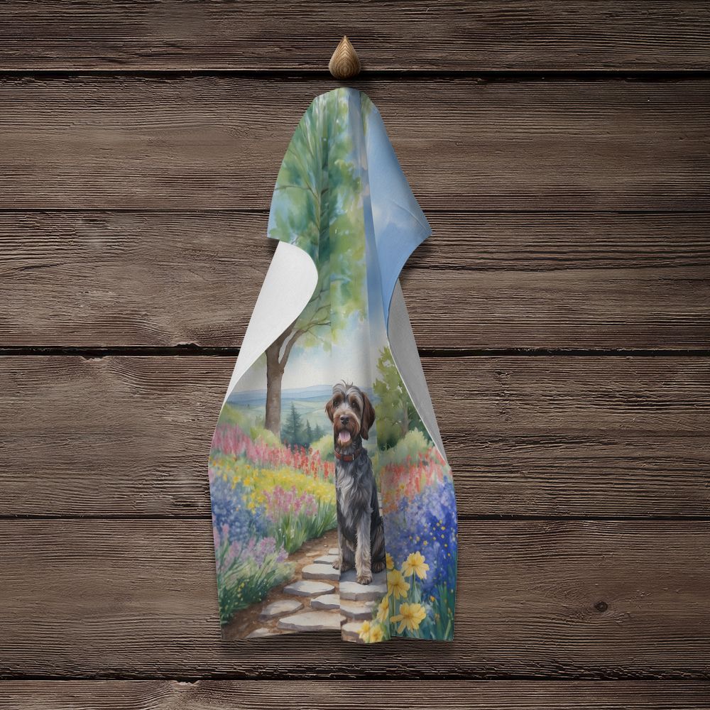 Wirehaired Pointing Griffon Spring Path Kitchen Towel Dish Cloths Guest Hand Towel Decorative Bathroom Towel for Face,Tea, Dishcloth, Kitchen and Bath