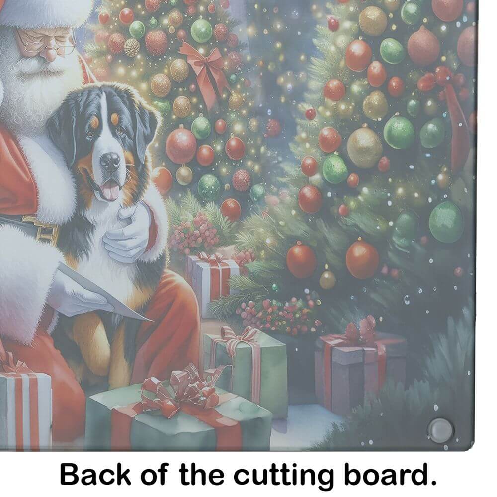 NEW Greater Swiss Mountain Dog and Santa Claus Glass Cutting Board Decorative Tempered Glass Kitchen Cutting and Serving Board Large Size Chopping Board