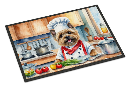 Cairn Terrier The Chef Doormat Front Door Mat Indoor Outdoor Rugs for Entryway, Non Slip Washable Low Pile, 24H X 36W