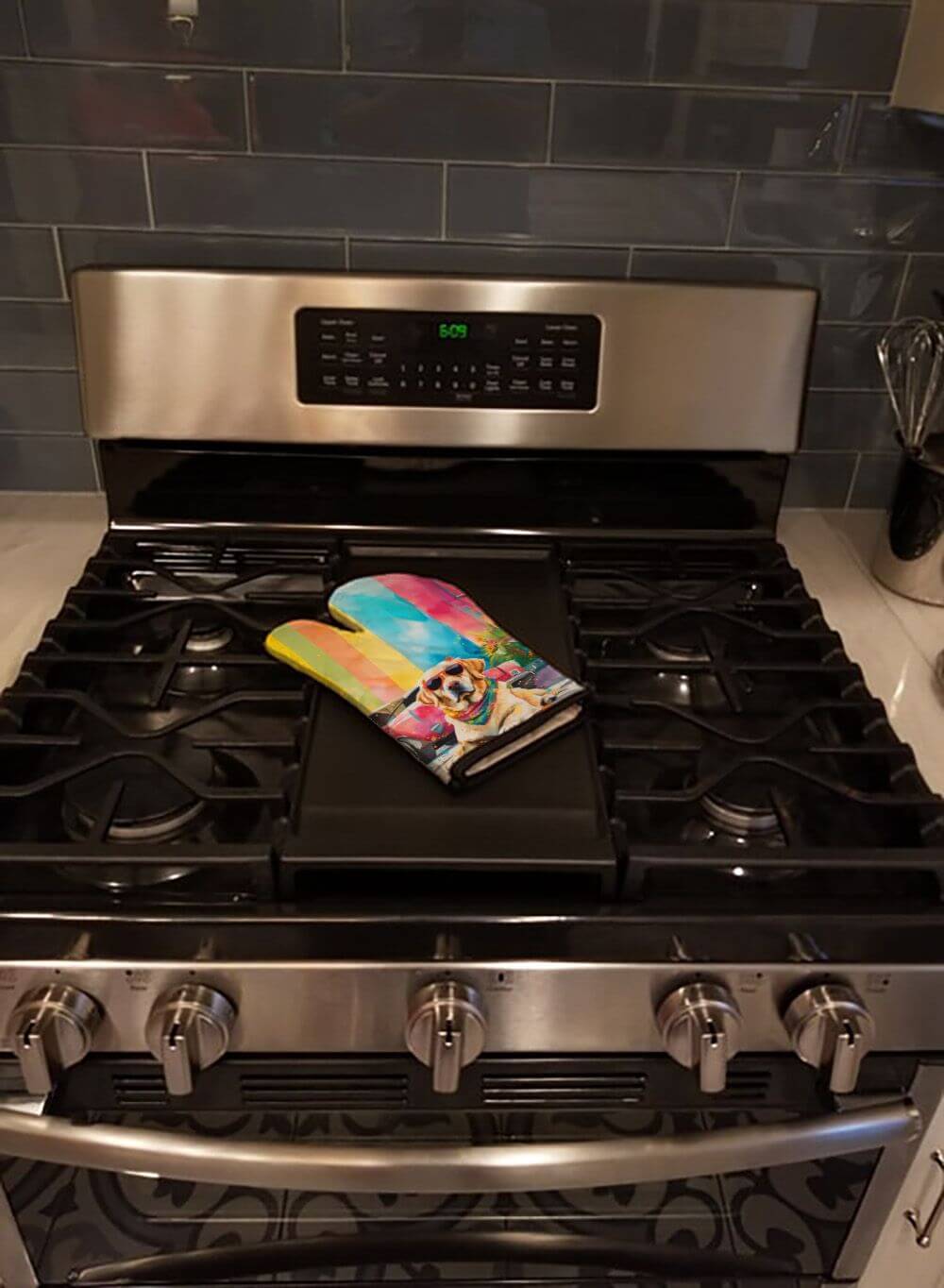 Yellow Labrador Hippie Dawg Oven Mitt Heat Resistant Thick Oven Mitt for Hot Pans and Oven, Kitchen Mitt Protect Hands, Cooking Baking Glove