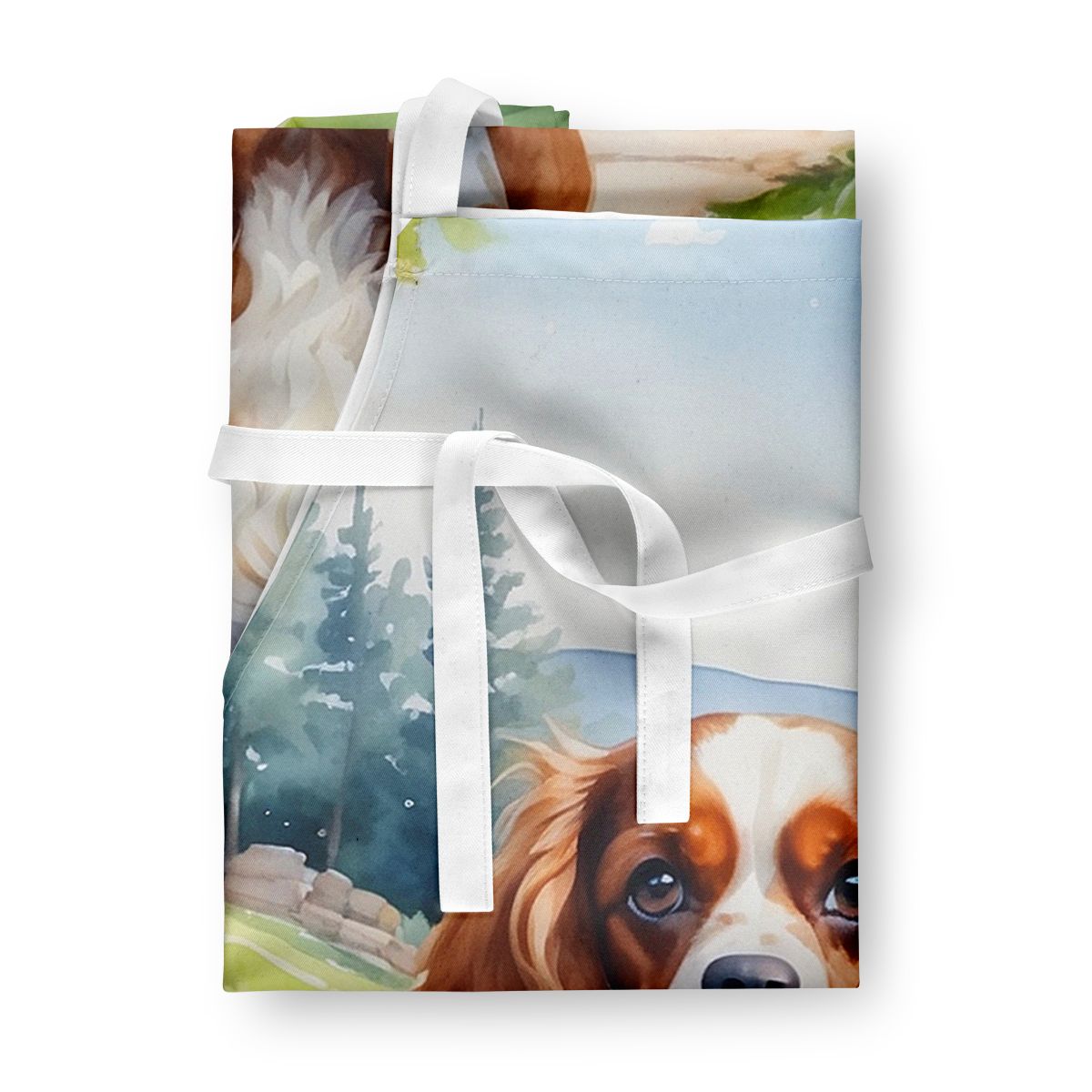 Cavalier Spaniel Spring Path Apron Cooking Kitchen Server Baking Crafts Gardening for Adult Women Men, Unisex, Large, Multicolor
