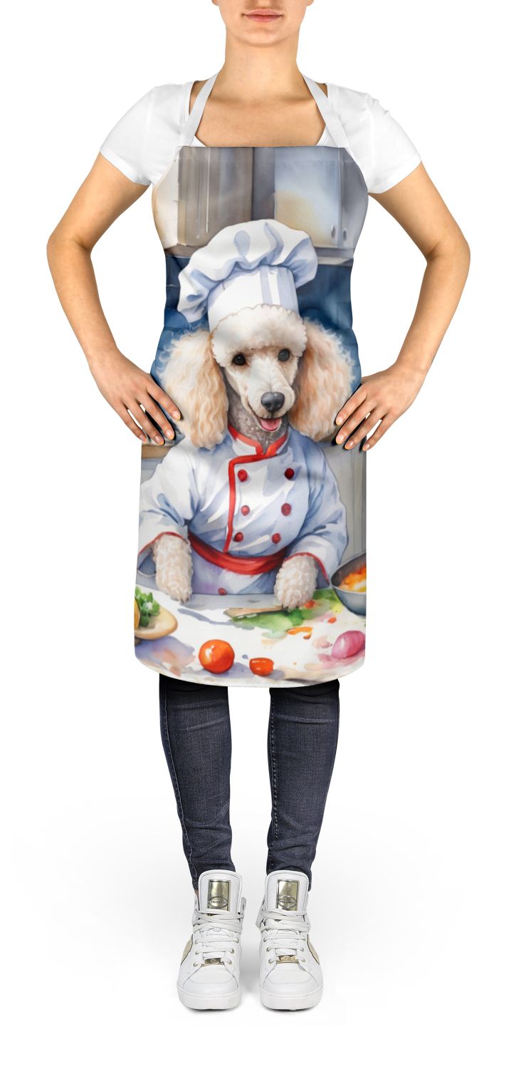 White Poodle The Chef Apron Cooking Kitchen Server Baking Crafts Gardening for Adult Women Men, Unisex, Large, Multicolor