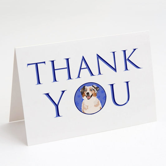 Australian Shepherd Red Merle Tricolor #2 Thank You Greeting Cards Pack of 8 Blank Cards with Envelopes Whimsical A7 Size 5x7 Blank Note Cards