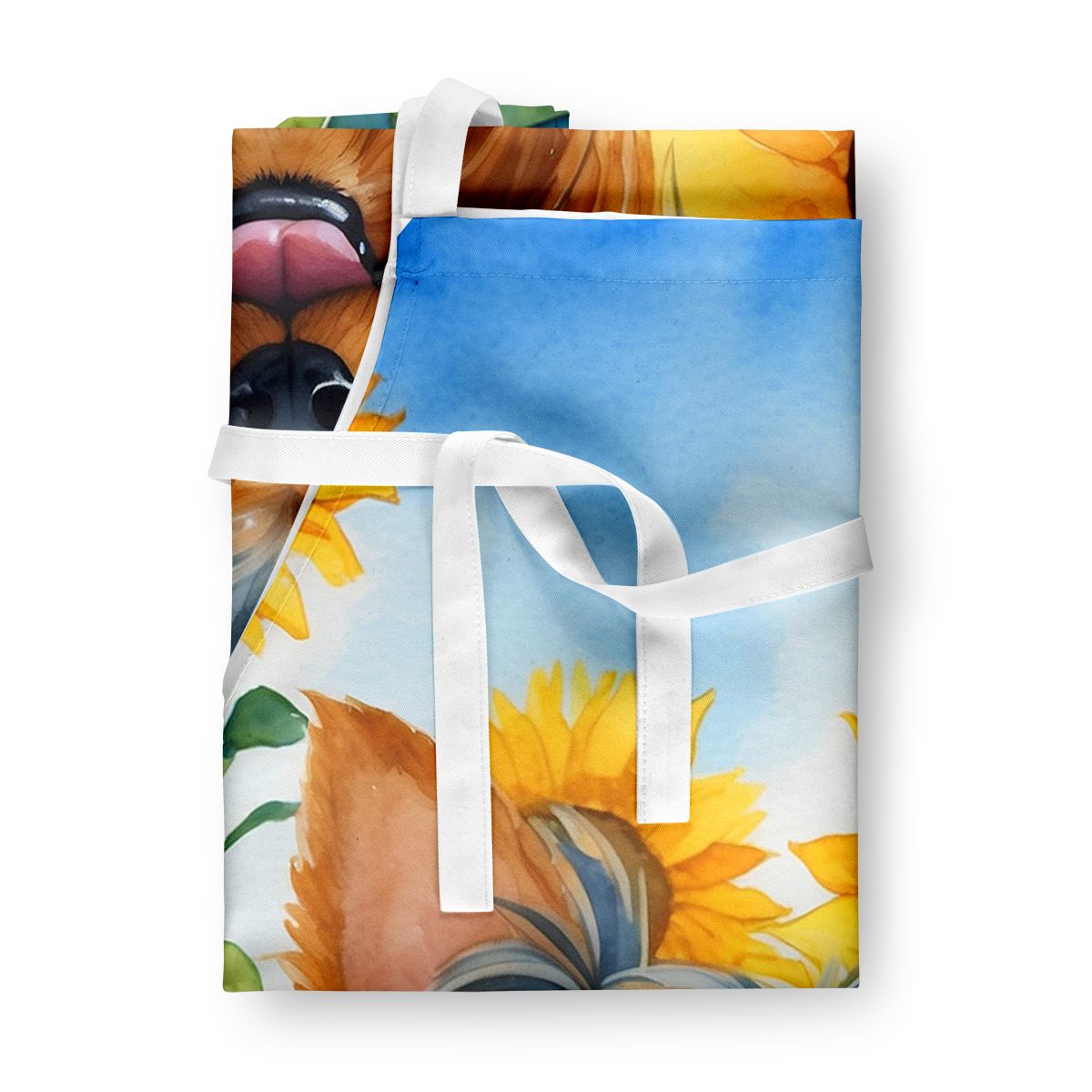Yorkshire Terrier in Sunflowers Apron Cooking Kitchen Server Baking Crafts Gardening for Adult Women Men, Unisex, Large, Multicolor