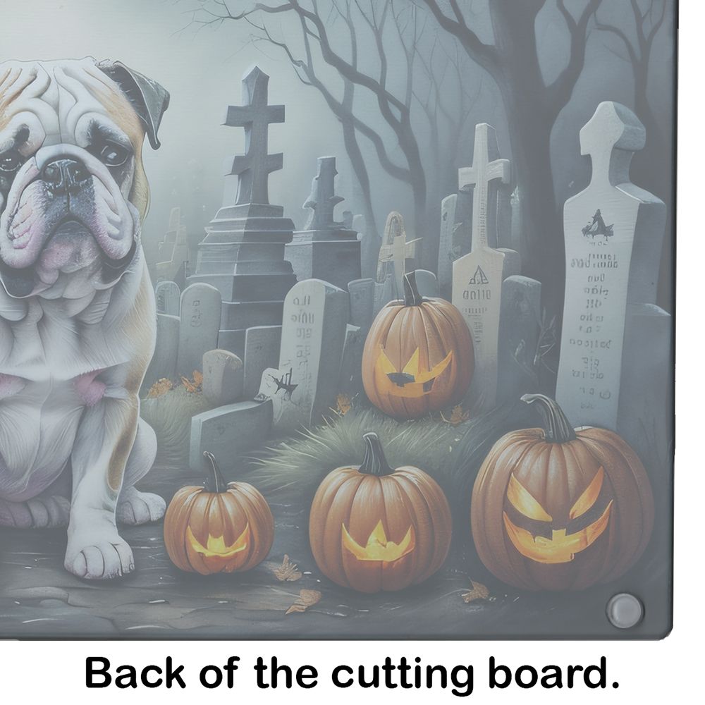 NEW English Bulldog Spooky Halloween Glass Cutting Board Decorative Tempered Glass Kitchen Cutting and Serving Board Large Size Chopping Board