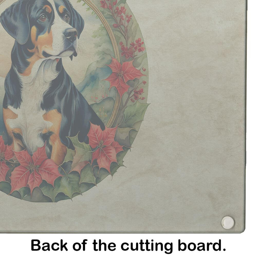 NEW Entlebucher Mountain Dog Christmas Flowers Glass Cutting Board Decorative Tempered Glass Kitchen Cutting and Serving Board Large Size Chopping Board