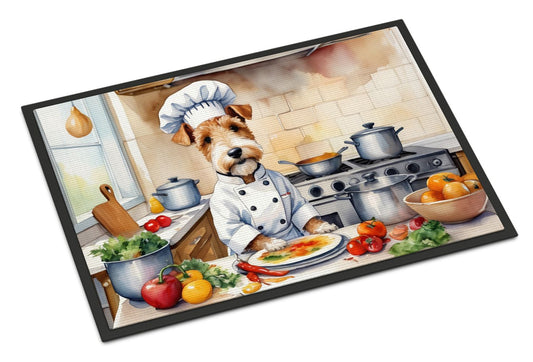 Fox Terrier The Chef Doormat Front Door Mat Indoor Outdoor Rugs for Entryway, Non Slip Washable Low Pile, 24H X 36W