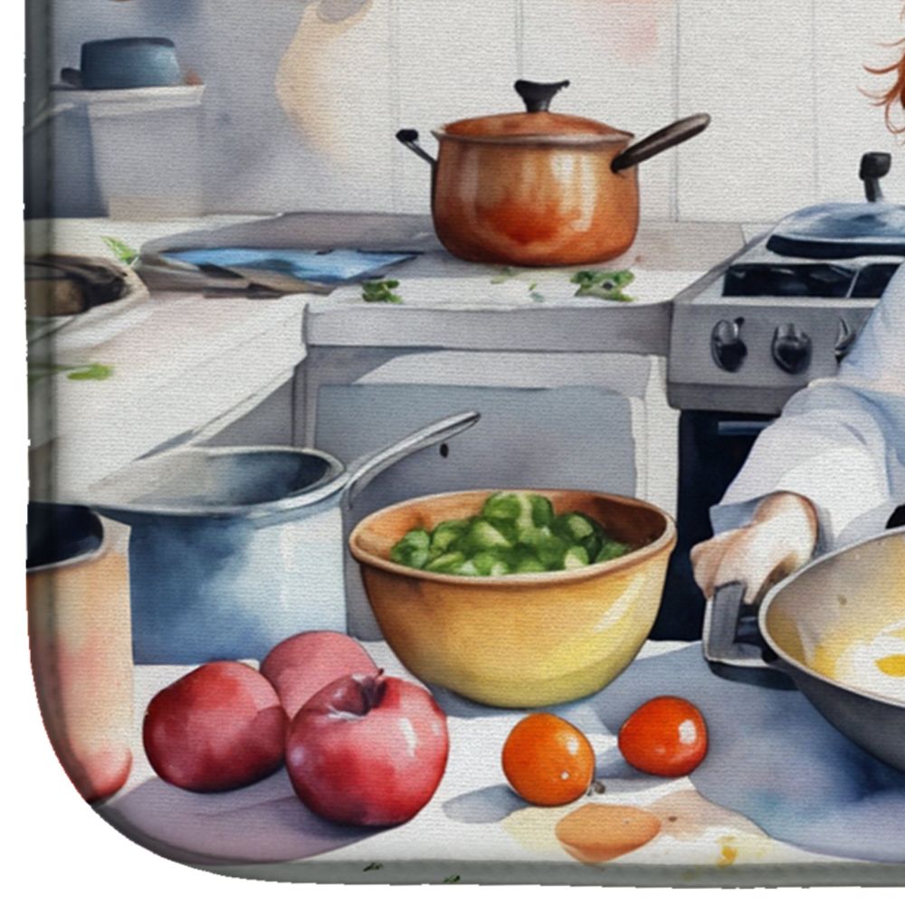Welsh Springer Spaniel The Chef Dish Drying Mat Absorbent Dish Drying Mat Pad for Kitchen Counter Dish Drainer Mat for Countertop, 14 x 21", Multicolor