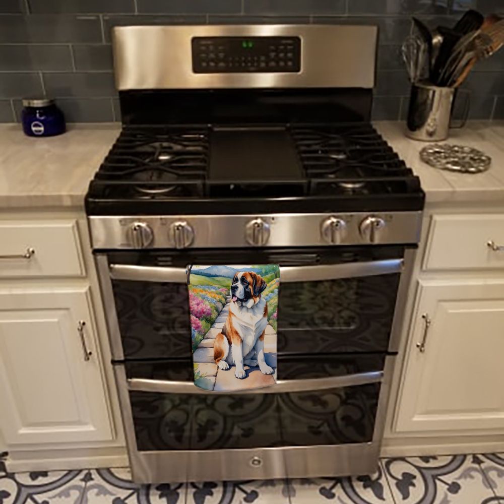 Saint Bernard Spring Path Kitchen Towel Dish Cloths Guest Hand Towel Decorative Bathroom Towel for Face,Tea, Dishcloth, Kitchen and Bath