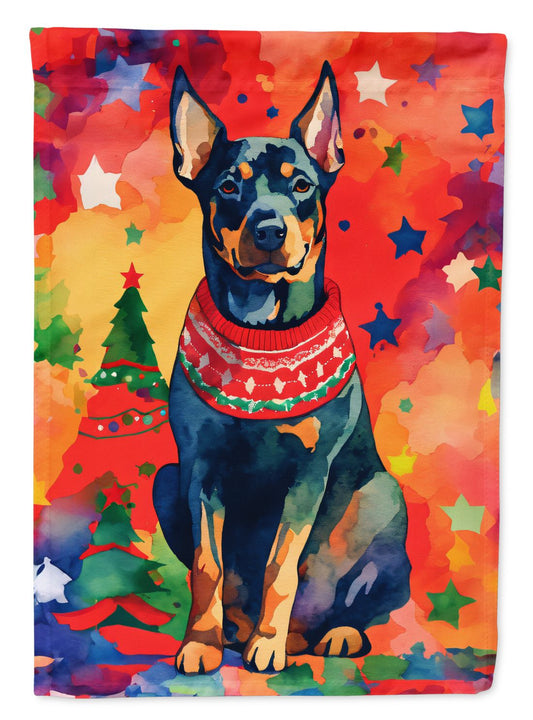 Doberman Pinscher Christmas Garden Flag Mailbox Flag Decorative Yard Flag Banner Outside Patio Artwork Yard Flower Beds, Garden Size, Multicolor