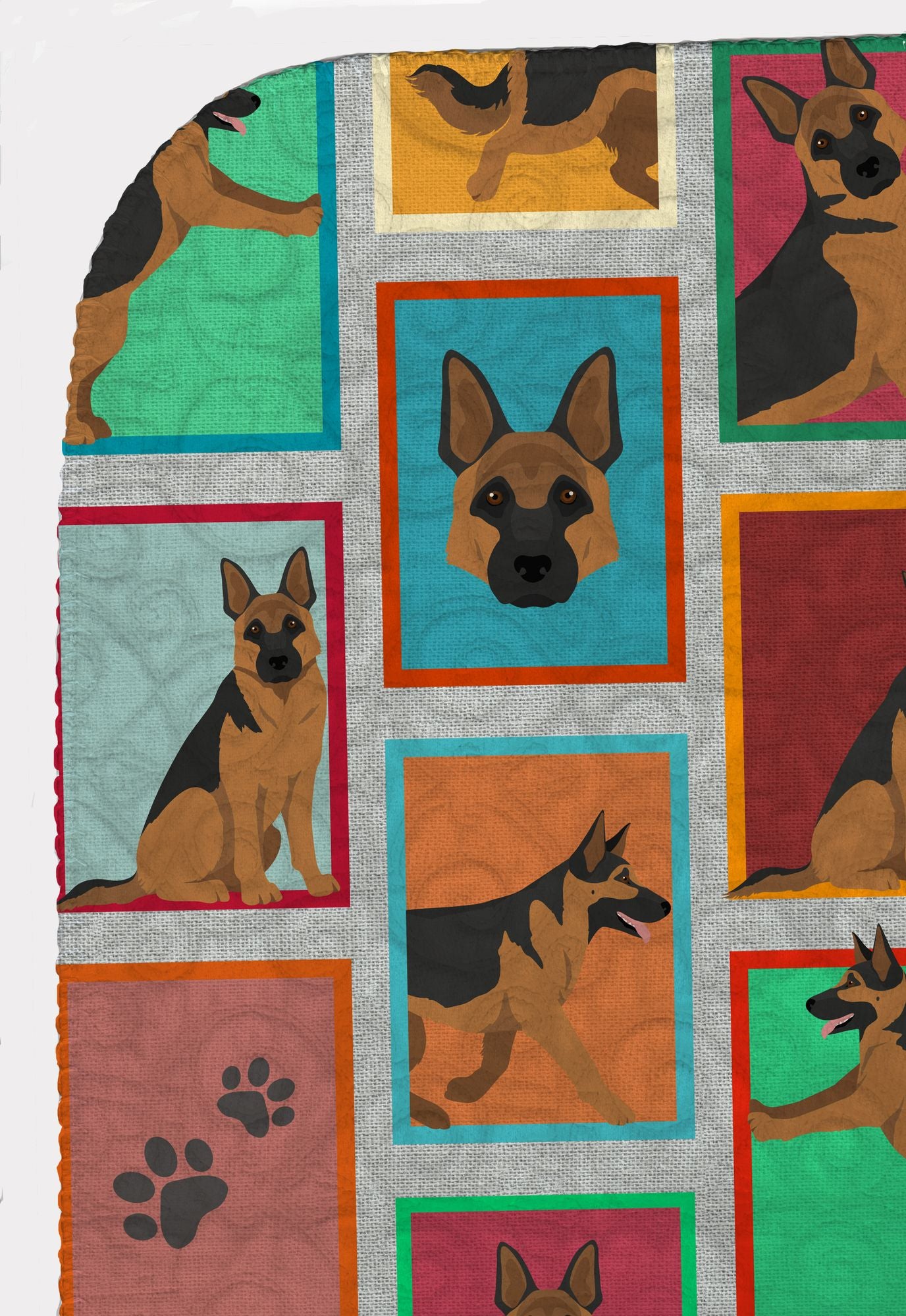 Lots of German Shepherd Quilted Blanket 50x60 Artwork Pattern Quilted Throw Blanket for Bed, Couch, Sofa, Soft and Lightweight