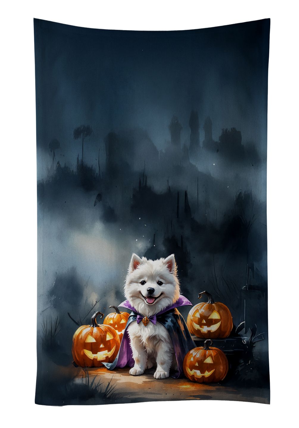 Samoyed Puppy Halloween Kitchen Towel Dish Cloths Guest Hand Towel Decorative Bathroom Towel for Face,Tea, Dishcloth, Kitchen and Bath