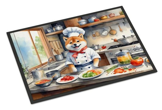 Shiba Inu The Chef Doormat Front Door Mat Indoor Outdoor Rugs for Entryway, Non Slip Washable Low Pile, 24H X 36W