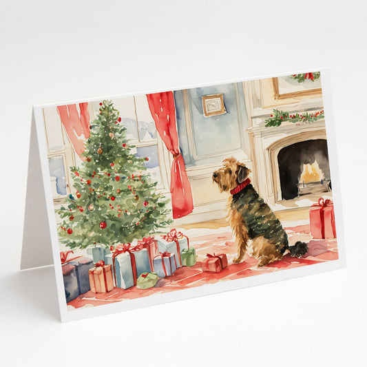 Airedale Terrier Christmas Greeting Cards Pack of 8 Blank Cards with Envelopes Whimsical A7 Size 5x7 Blank Note Cards