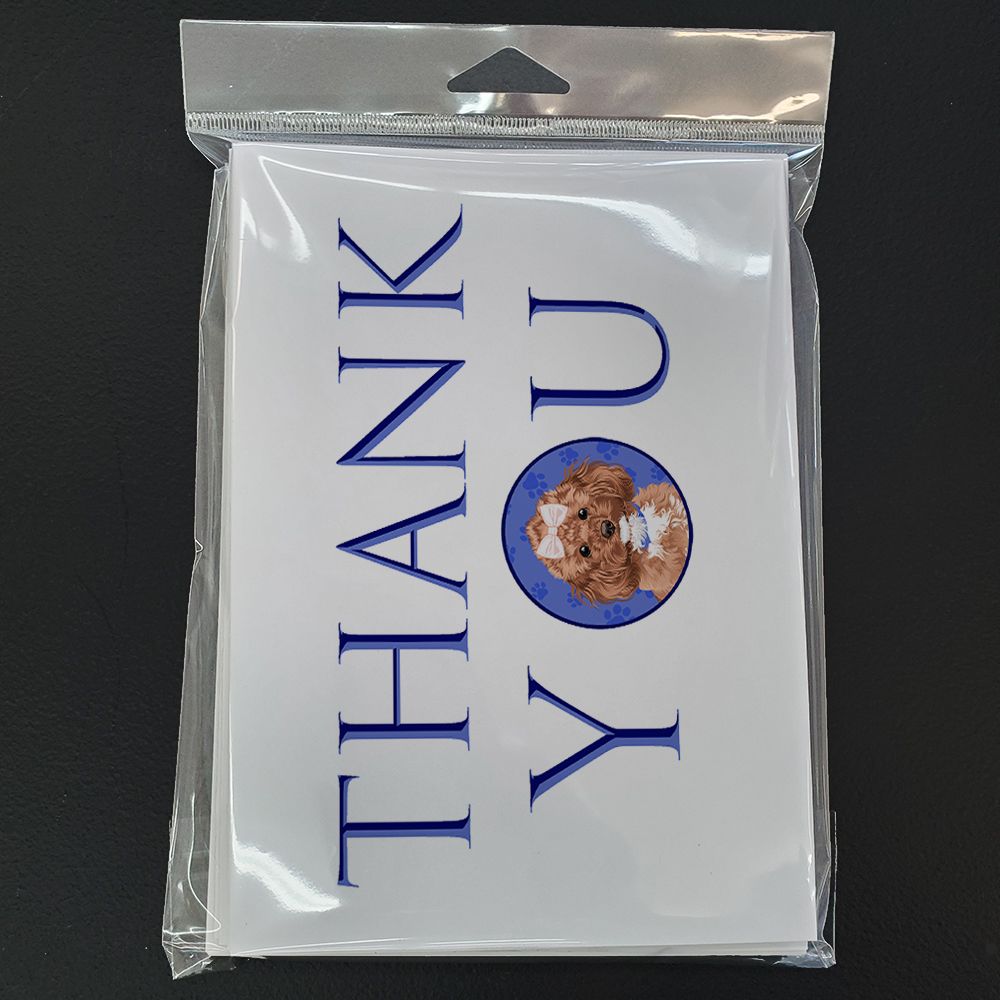 Poodle Toy Red Thank You Greeting Cards Pack of 8 Blank Cards with Envelopes Whimsical A7 Size 5x7 Blank Note Cards