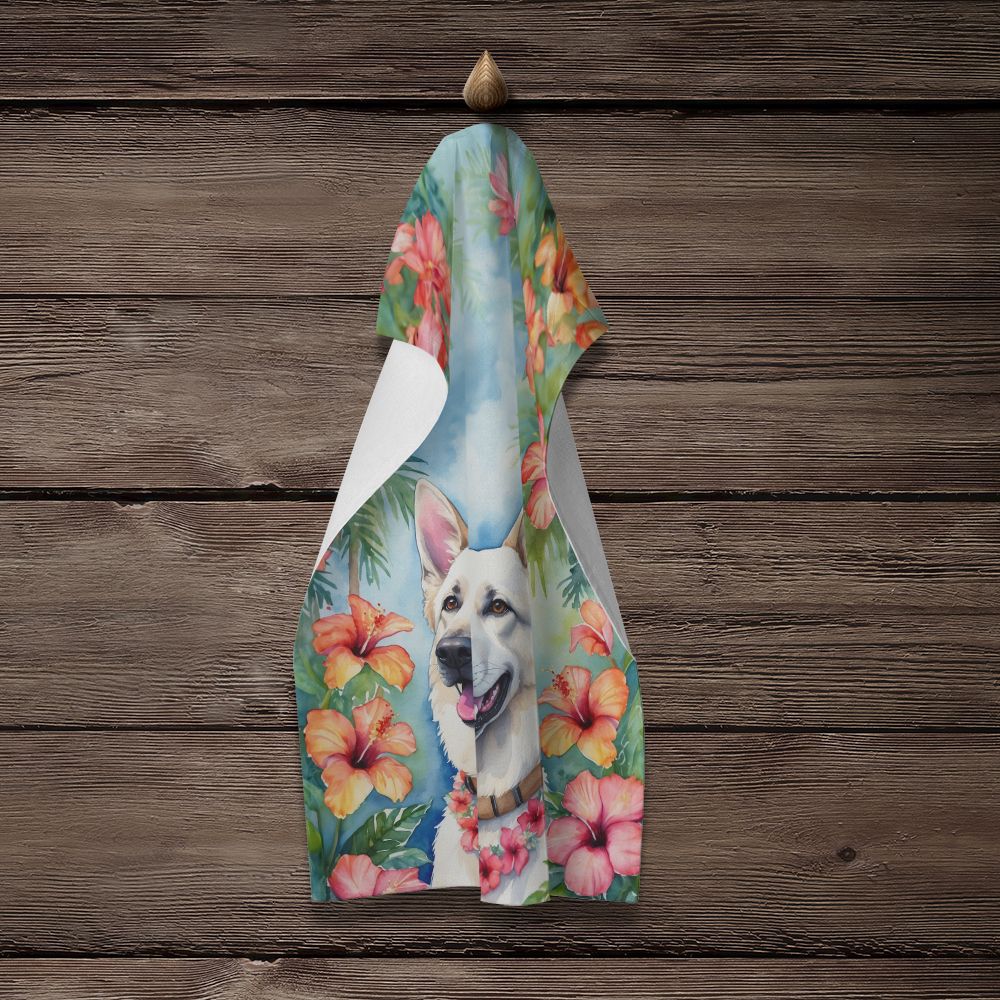 White German Shepherd Luau Kitchen Towel Dish Cloths Guest Hand Towel Decorative Bathroom Towel for Face,Tea, Dishcloth, Kitchen and Bath
