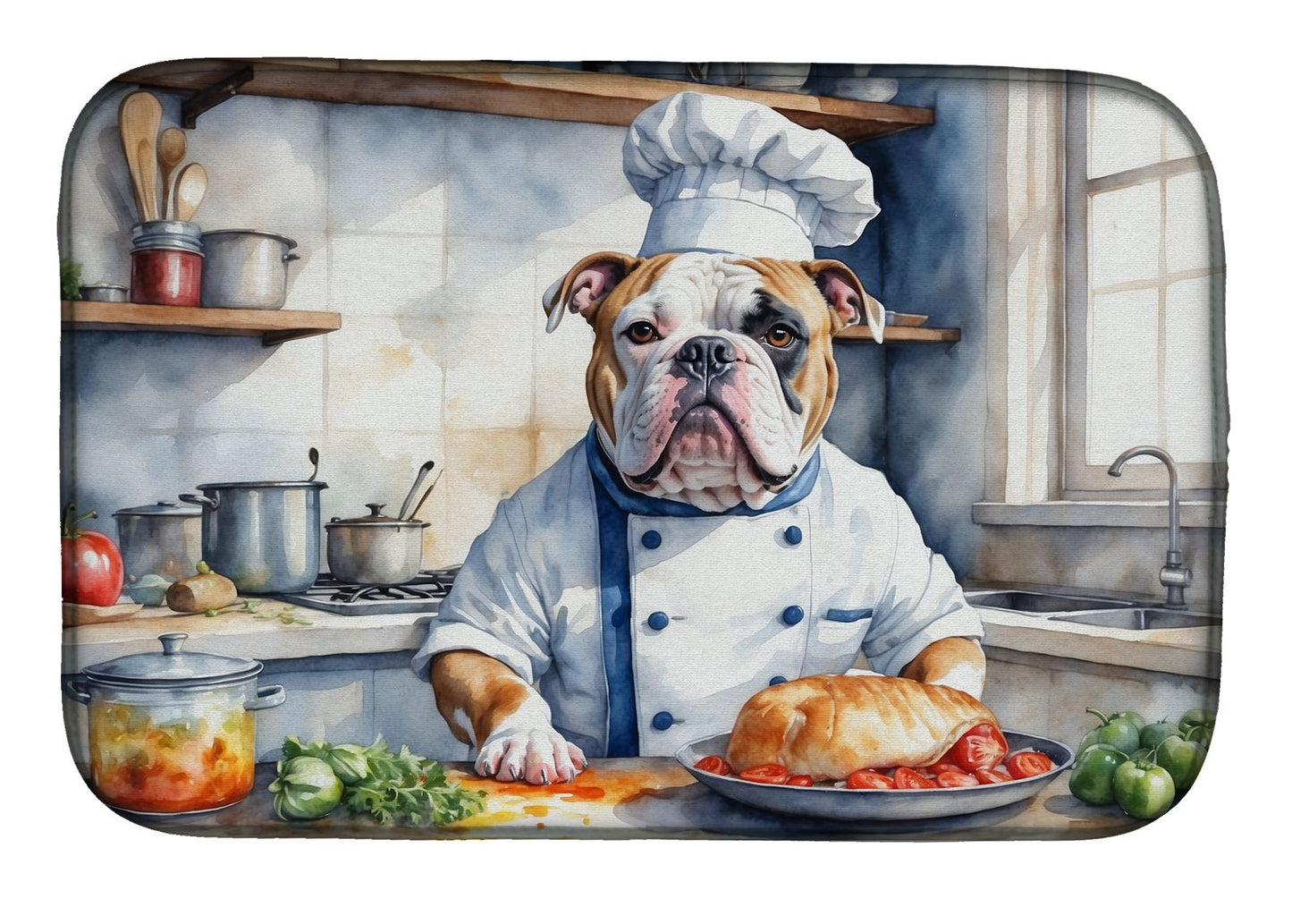 American Bulldog The Chef Dish Drying Mat Absorbent Dish Drying Mat Pad for Kitchen Counter Dish Drainer Mat for Countertop, 14 x 21", Multicolor