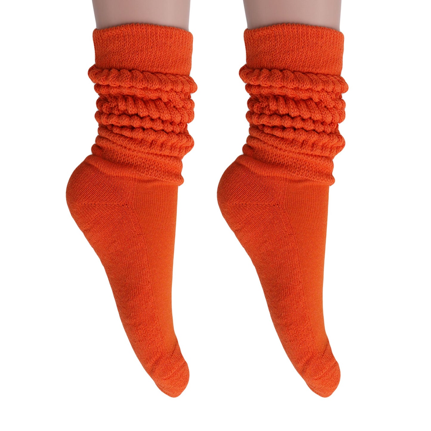 Women's Extra Long Slouch Scrunch Socks Knee High, Cotton Blend, Pack of 2, Fits Shoe Sizes 5-10, 80s Style, 28 Colors