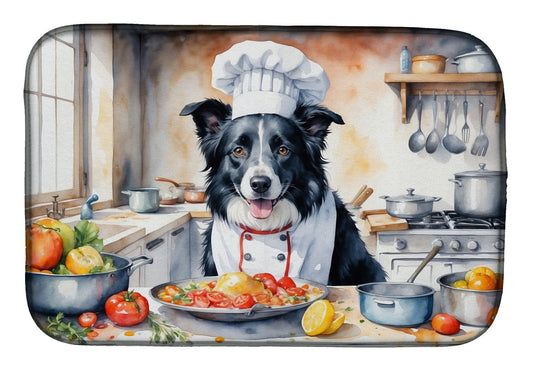 Border Collie The Chef Dish Drying Mat Absorbent Dish Drying Mat Pad for Kitchen Counter Dish Drainer Mat for Countertop, 14 x 21", Multicolor