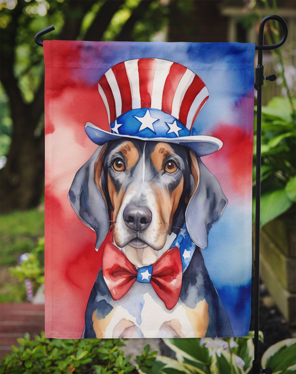 American English Coonhound Patriotic American Garden Flag Mailbox Flag Decorative Yard Flag Banner Outside Patio Artwork Yard Flower Beds, Garden Size, Multicolor