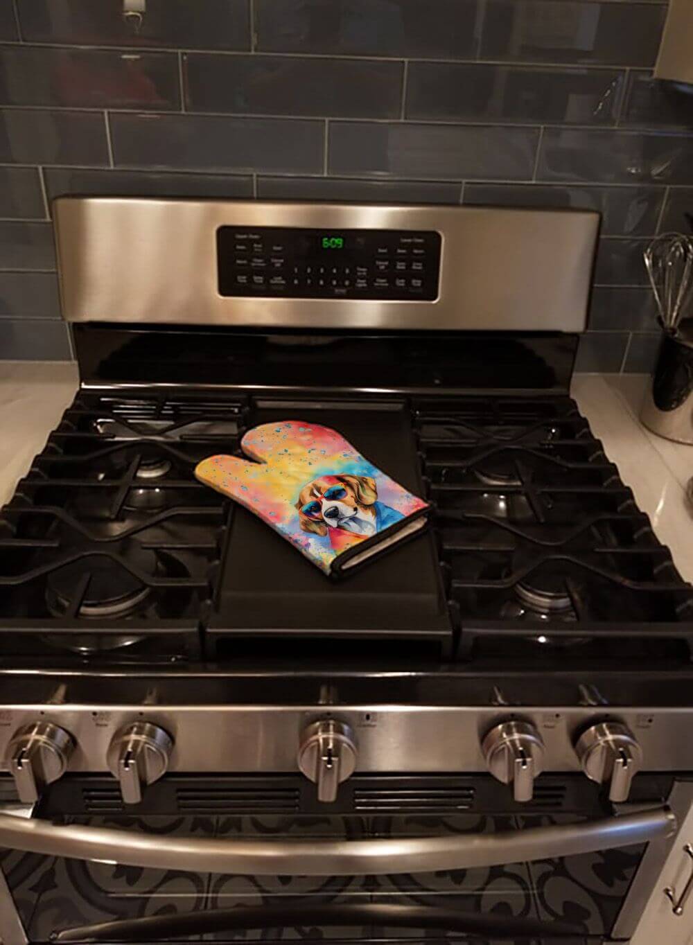 Beagle Hippie Dawg Oven Mitt Heat Resistant Thick Oven Mitt for Hot Pans and Oven, Kitchen Mitt Protect Hands, Cooking Baking Glove
