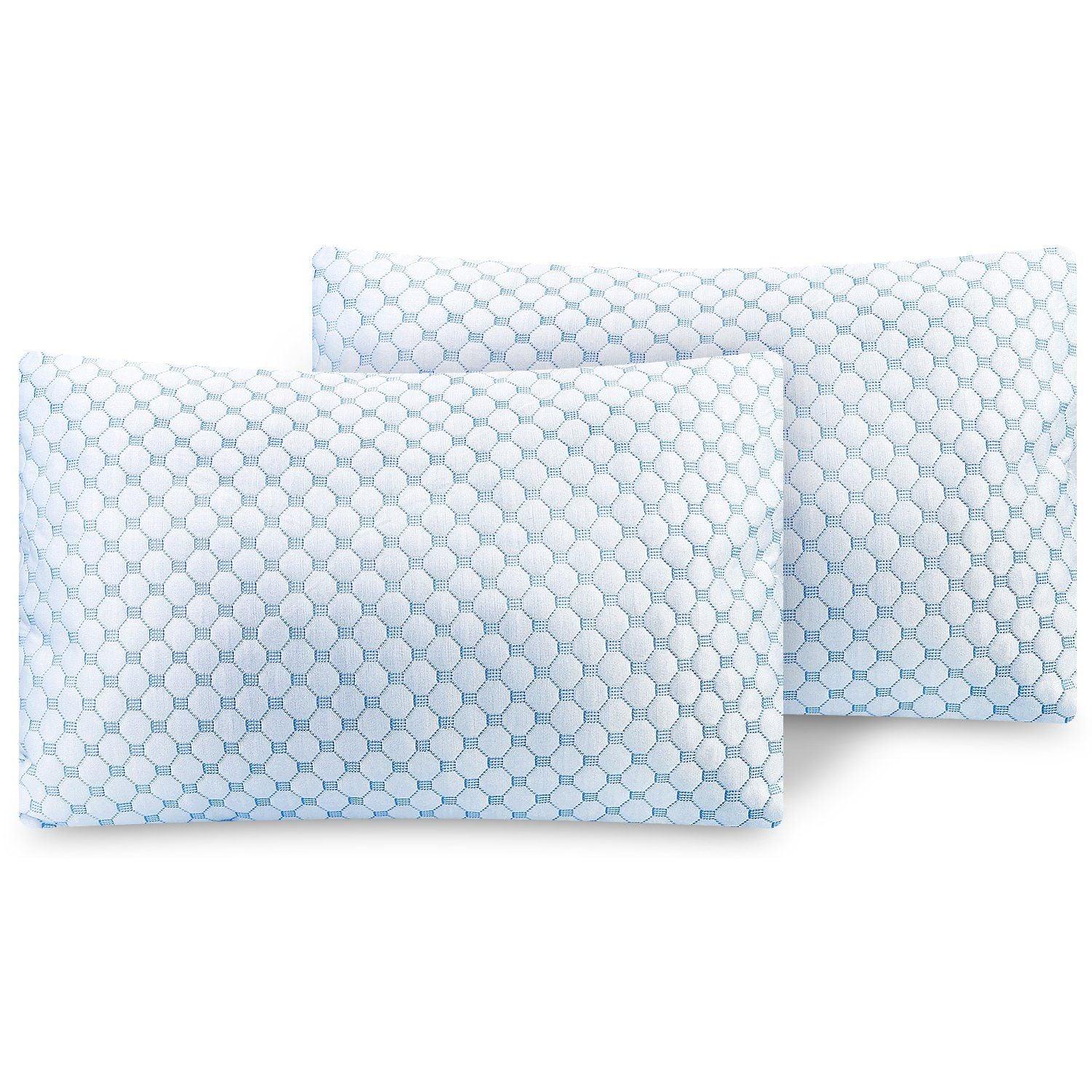 Cooling Memory Foam Pillow Ventilated Soft Bed Pillow w/ Cooling Gel Infused Memory Foam 2Pcs Queen Size - Clothes For Her Online Store