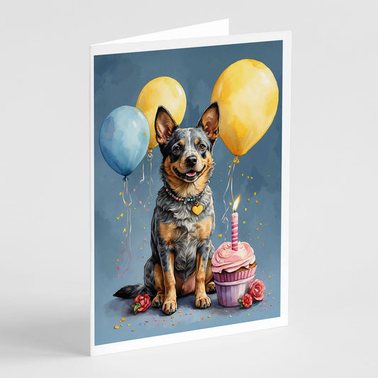 Australian Cattle Dog Happy Birthday Greeting Cards Pack of 8 Blank Cards with Envelopes Whimsical A7 Size 5x7 Blank Note Cards
