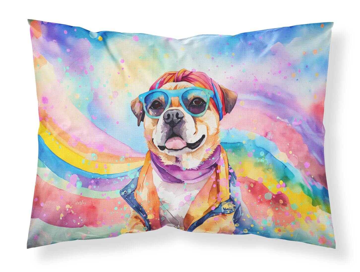 Pug Hippie Dawg Standard Pillowcase Lightweight Super Soft Easy Care Decorative Artwork Pillowcase, Standard