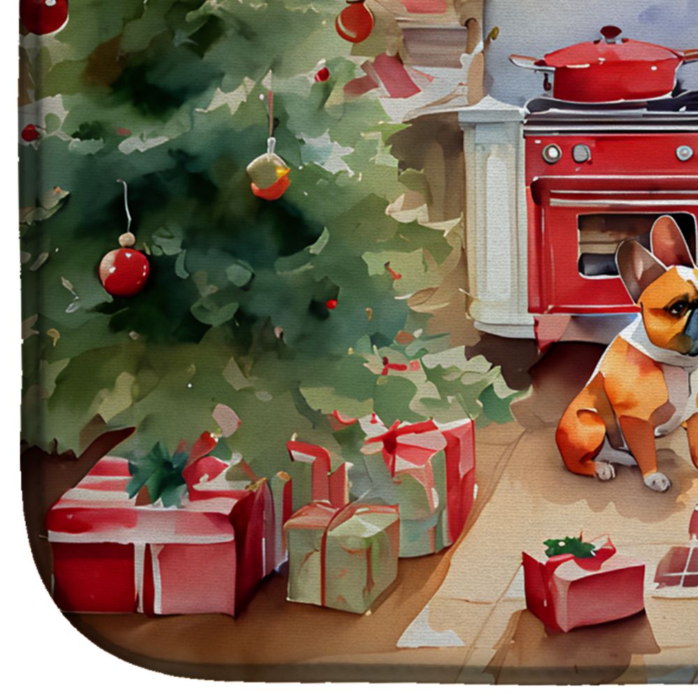 French Bulldog Christmas Cookies Dish Drying Mat Absorbent Dish Drying Mat Pad for Kitchen Counter Dish Drainer Mat for Countertop, 14 x 21", Multicolor