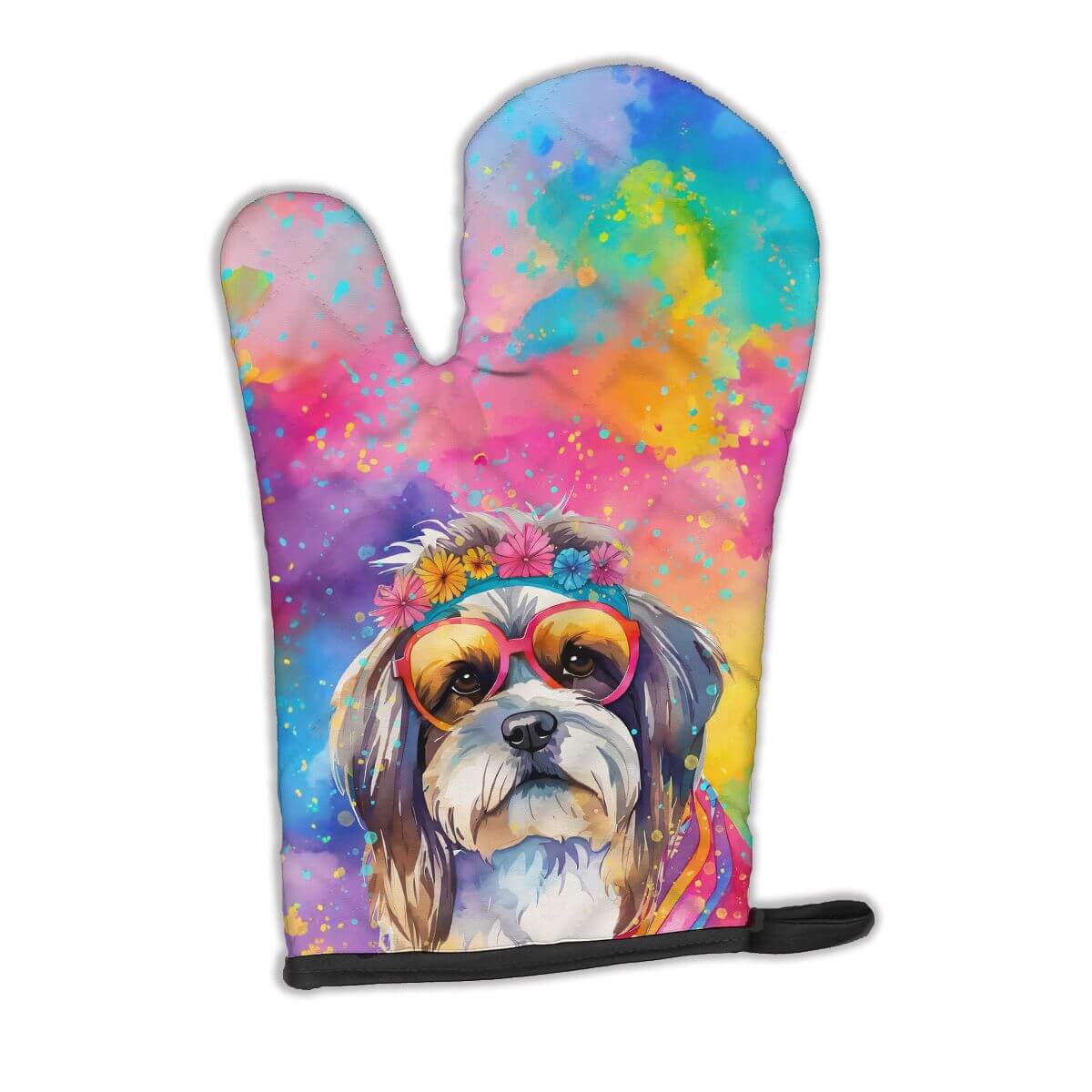 Shih Tzu Hippie Dawg Oven Mitt Heat Resistant Thick Oven Mitt for Hot Pans and Oven, Kitchen Mitt Protect Hands, Cooking Baking Glove