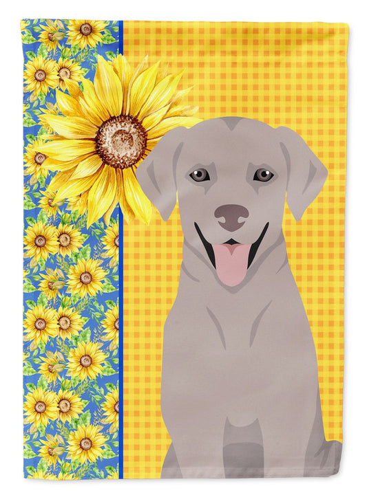 Summer Sunflowers Gray Labrador Retriever Garden Flag Mailbox Flag Decorative Yard Flag Banner Outside Patio Artwork Yard Flower Beds, Garden Size, Multicolor