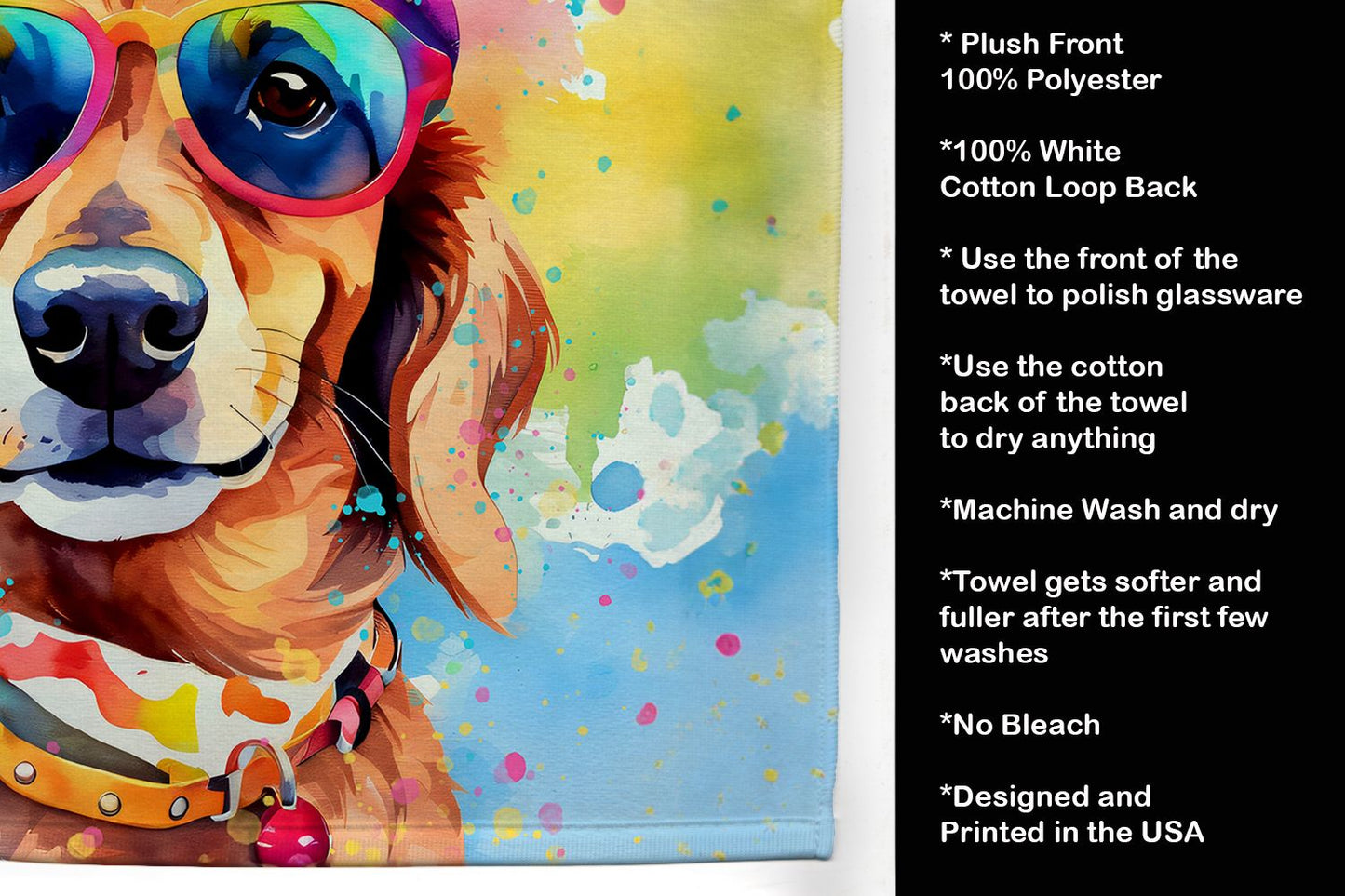 Dachshund Hippie Dawg Kitchen Towel Dish Cloths Guest Hand Towel Decorative Bathroom Towel for Face,Tea, Dishcloth, Kitchen and Bath