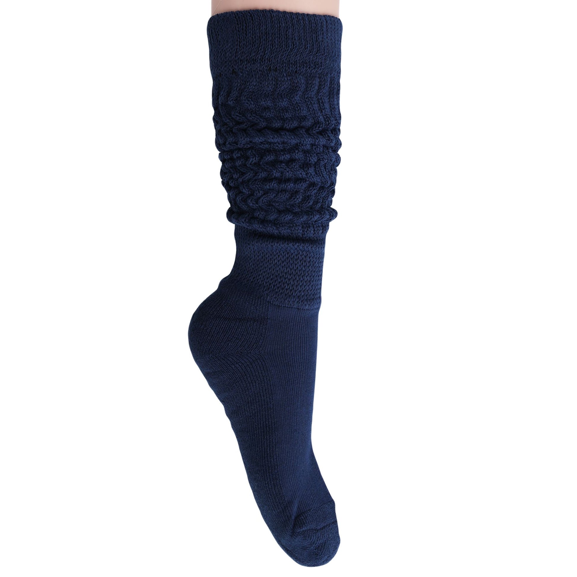 Women's Extra Long Slouch Scrunch Socks Knee High, Cotton Blend, Pack of 2, Fits Shoe Sizes 5-10, 80s Style, 28 Colors
