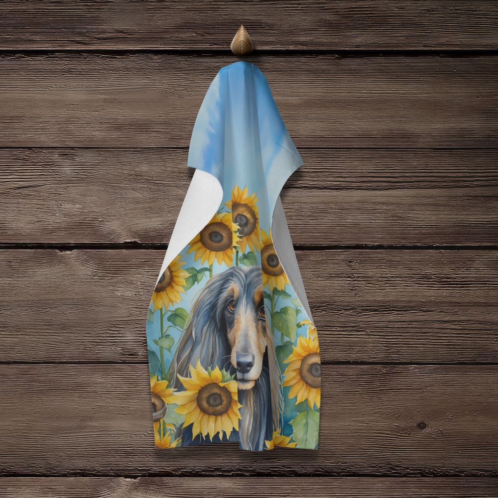 Afghan Hound in Sunflowers Kitchen Towel Dish Cloths Guest Hand Towel Decorative Bathroom Towel for Face,Tea, Dishcloth, Kitchen and Bath