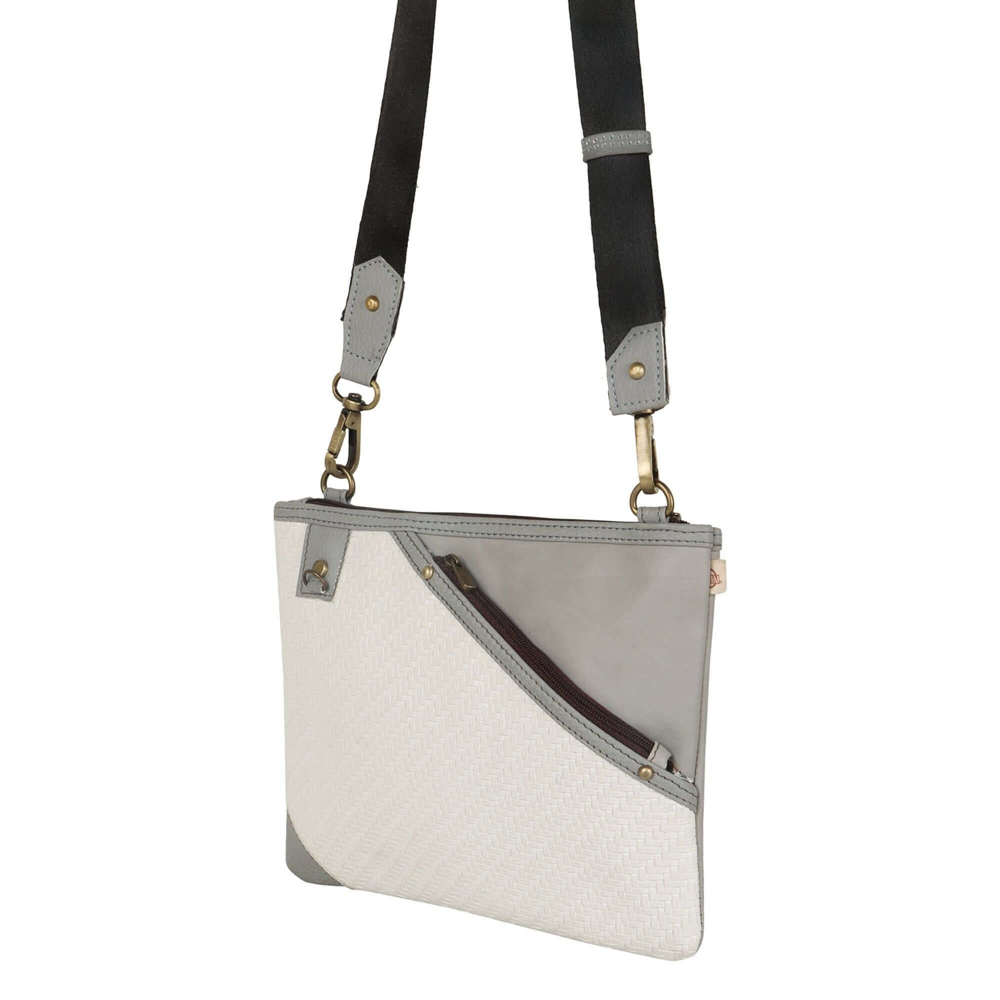 FOXIE - Grayson Wide Crossbody with Front Pocket in White