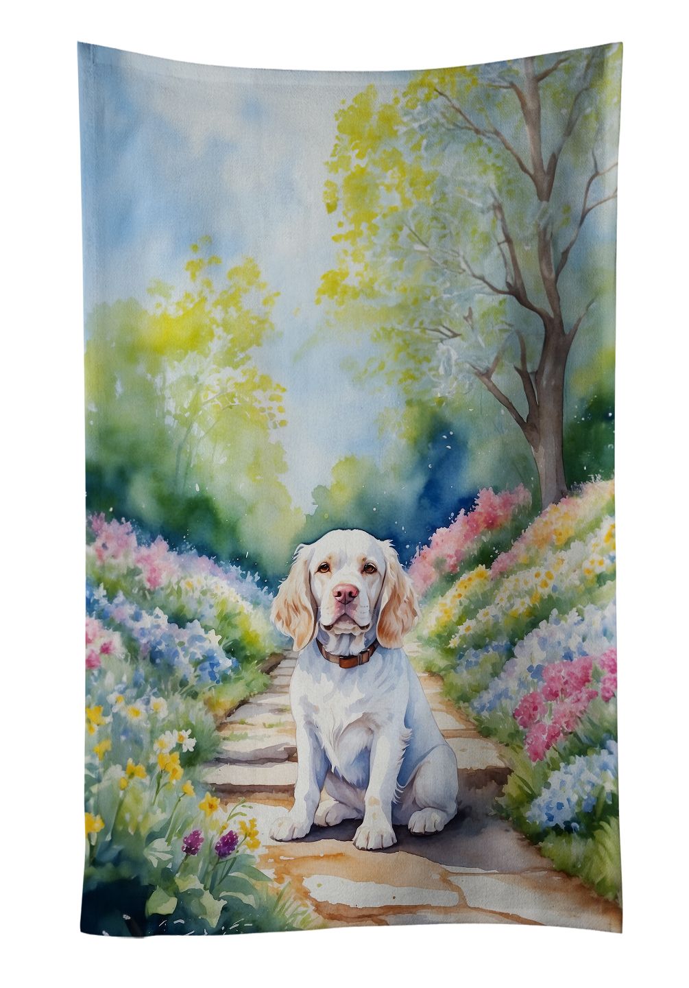 Clumber Spaniel Spring Path Kitchen Towel Dish Cloths Guest Hand Towel Decorative Bathroom Towel for Face,Tea, Dishcloth, Kitchen and Bath