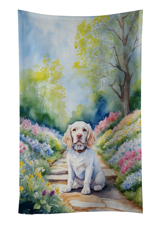 Clumber Spaniel Spring Path Kitchen Towel Dish Cloths Guest Hand Towel Decorative Bathroom Towel for Face,Tea, Dishcloth, Kitchen and Bath