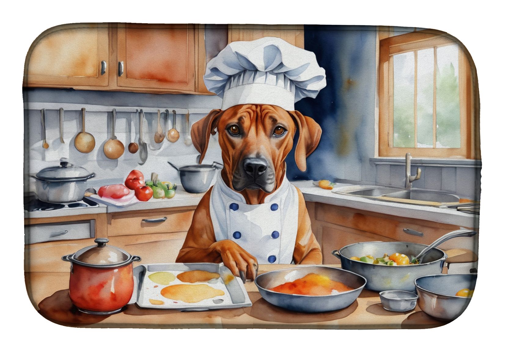 Rhodesian Ridgeback The Chef Dish Drying Mat Absorbent Dish Drying Mat Pad for Kitchen Counter Dish Drainer Mat for Countertop, 14 x 21", Multicolor