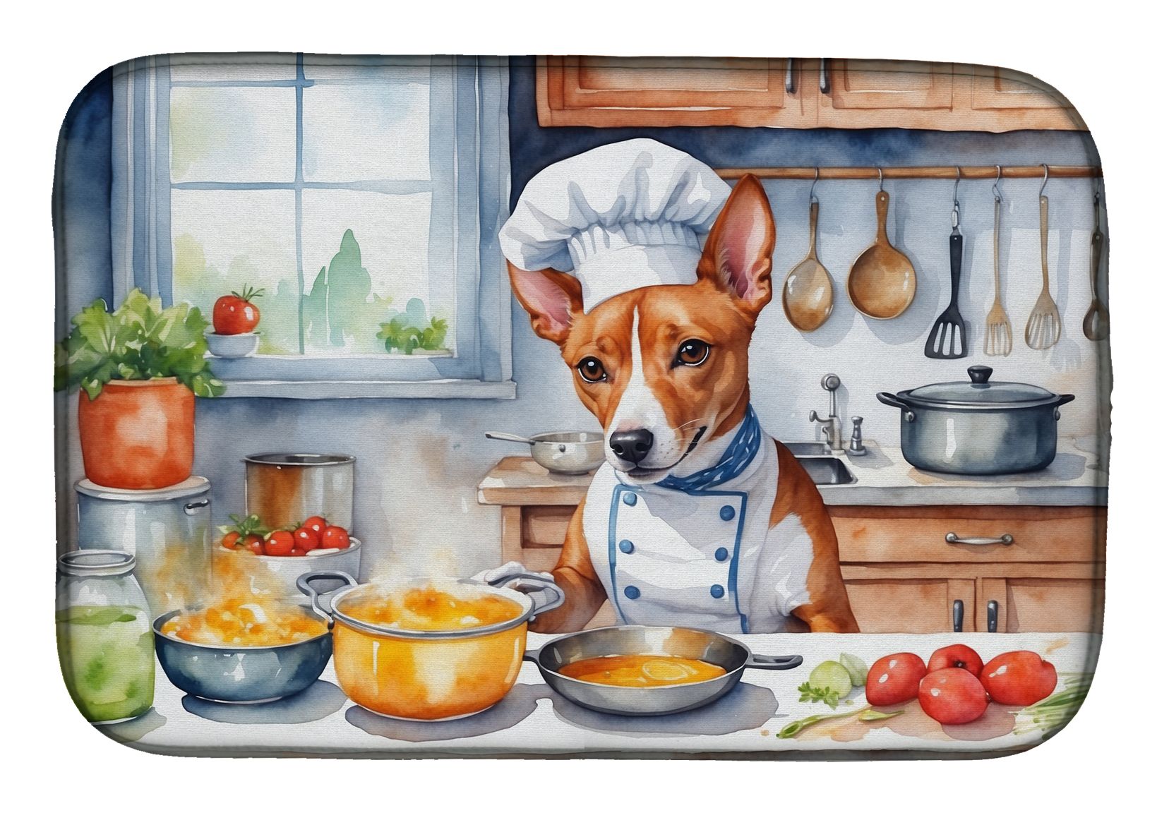 Basenji The Chef Dish Drying Mat Absorbent Dish Drying Mat Pad for Kitchen Counter Dish Drainer Mat for Countertop, 14 x 21", Multicolor