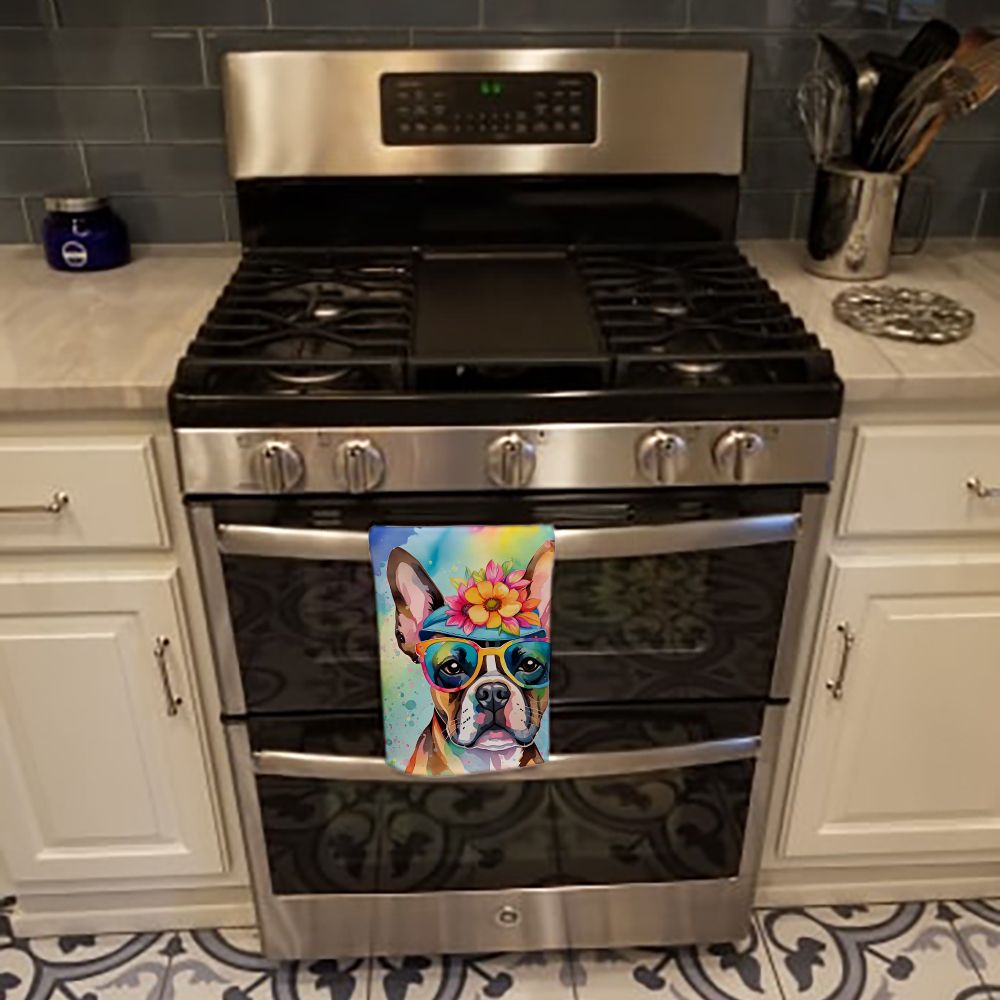 Boston Terrier Hippie Dawg Kitchen Towel Dish Cloths Guest Hand Towel Decorative Bathroom Towel for Face,Tea, Dishcloth, Kitchen and Bath